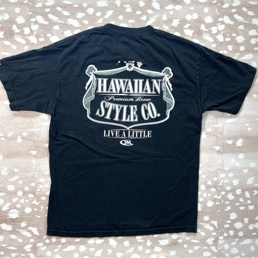 Hawaiian Style Black Men’s Cotton Short Sleeve T-Shirt Medium